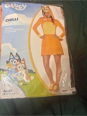 Bluey Chilli Women's Orange Costume Dress with Hood and Tail